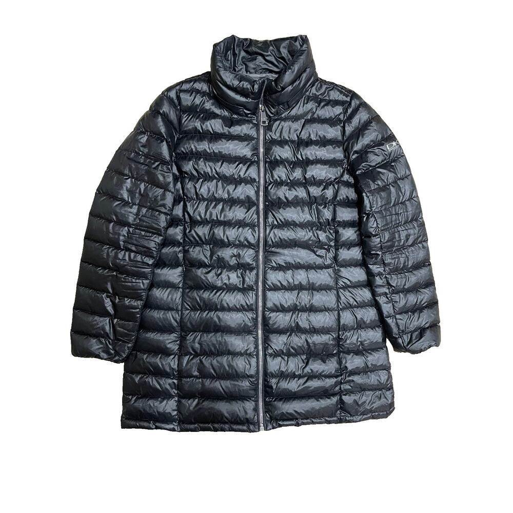 DKNY Donna Karan Womens XL Black Down Packable Puffer Winter Coat Jacket Quilted